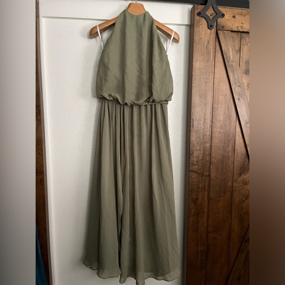 BEAUTIFUL SAGE COLOR CUSTOM MAXI FORMAL  EUC